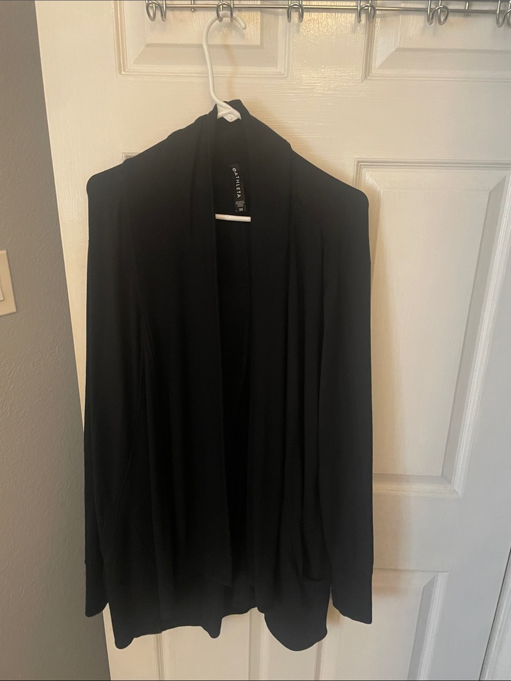 Athleta Black Draped Open Cardigan